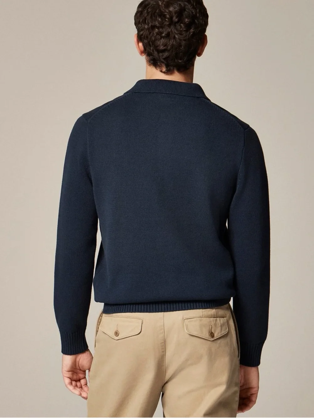 J. CREW‎ Heritage cotton sweater-polo in Navy (DIN) Size L $118 CF782